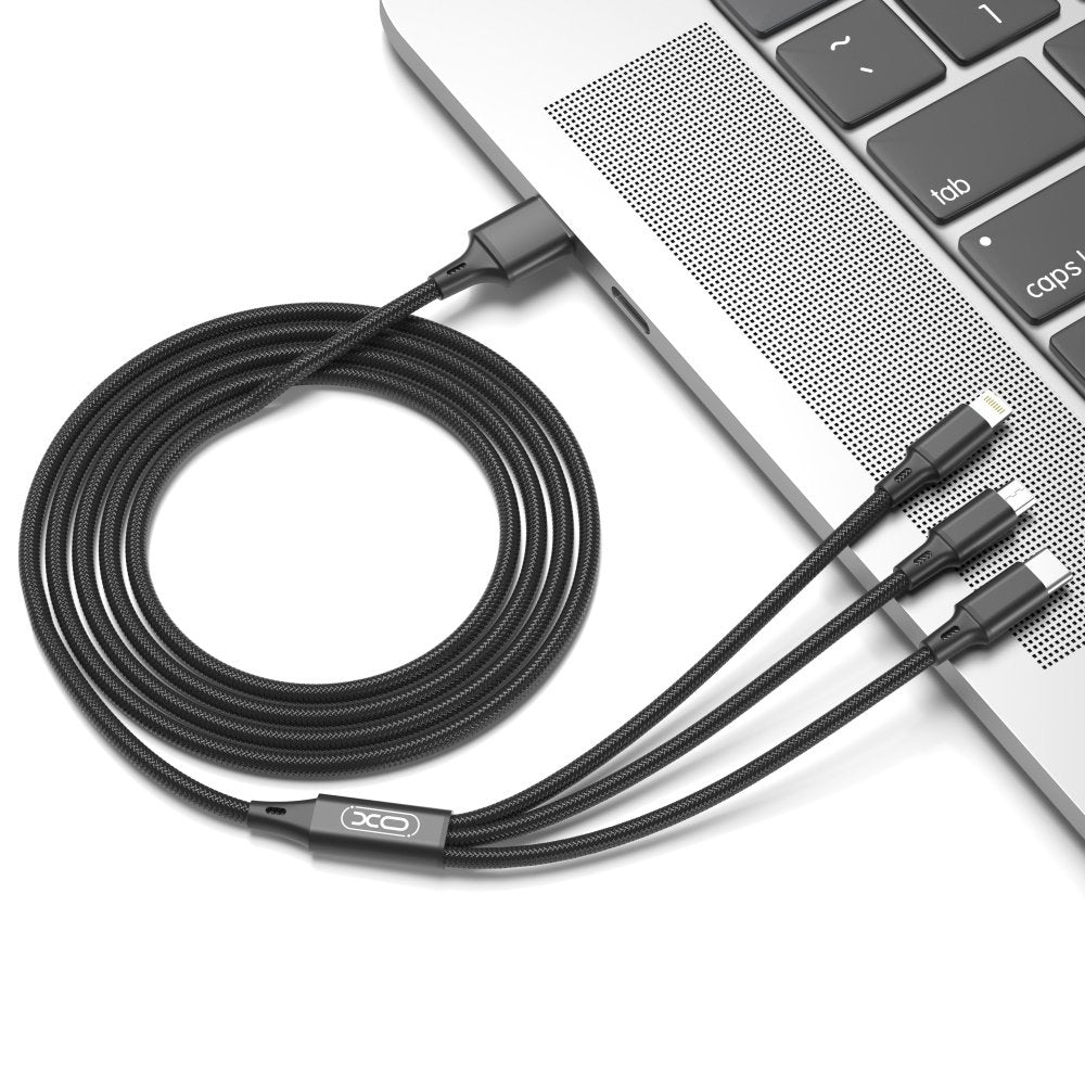 XO kabelis NB173 3/1 USB - Lightning + USB-C + microUSB 1,2 m 2,4A melns