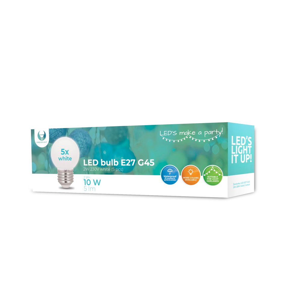 LED spuldze E27 G45 2W 230V neitrāli balta 5 gab. Forever Light