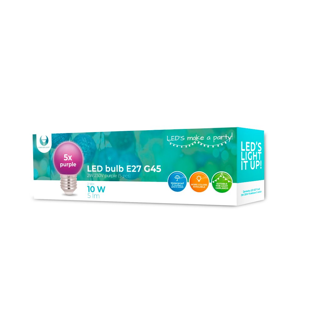 LED spuldze E27 G45 2W 230V violeta 5 gab. Forever Light