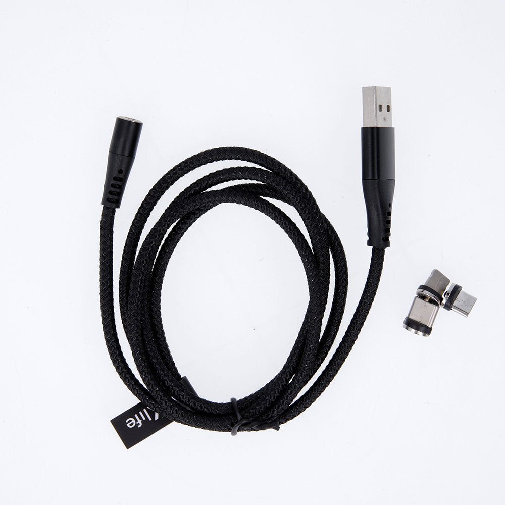 Maxlife MXUC-03 magnētiskais kabelis USB - Lightning + USB-C + microUSB 1,0 m 3A melns neilons