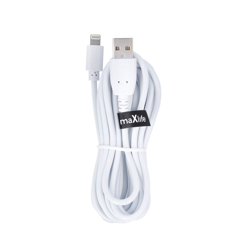 Maxlife kabelis USB - Lightning 3,0 m 2A, balts