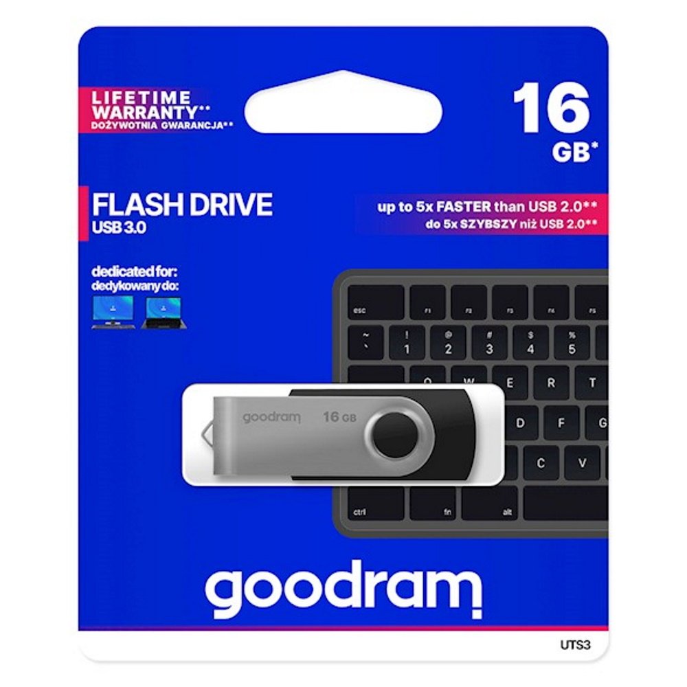 Goodram USB zibatmiņa 16GB USB 3.0 Twister, melns