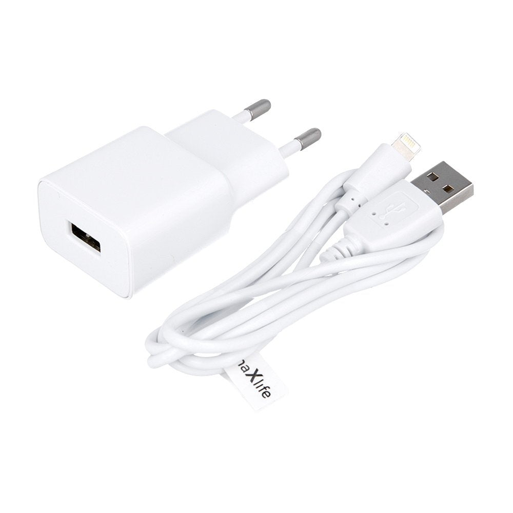 Maxlife MXTC-01 tīkla lādētājs 1x USB 2.1A balts + Lightning kabelis