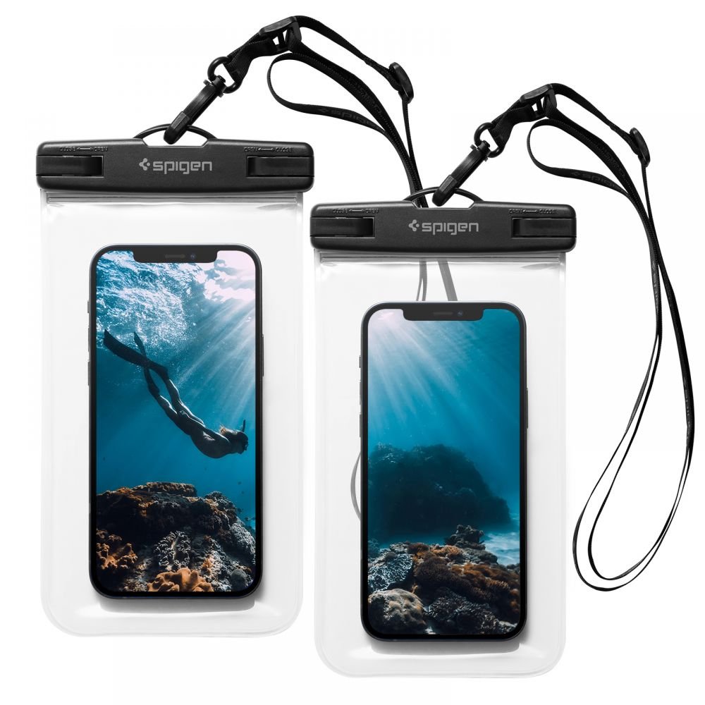 Spigen universāls ūdensnecaurlaidīgs maciņš 2 gab. iepakojumā A601 kristāldzidrs