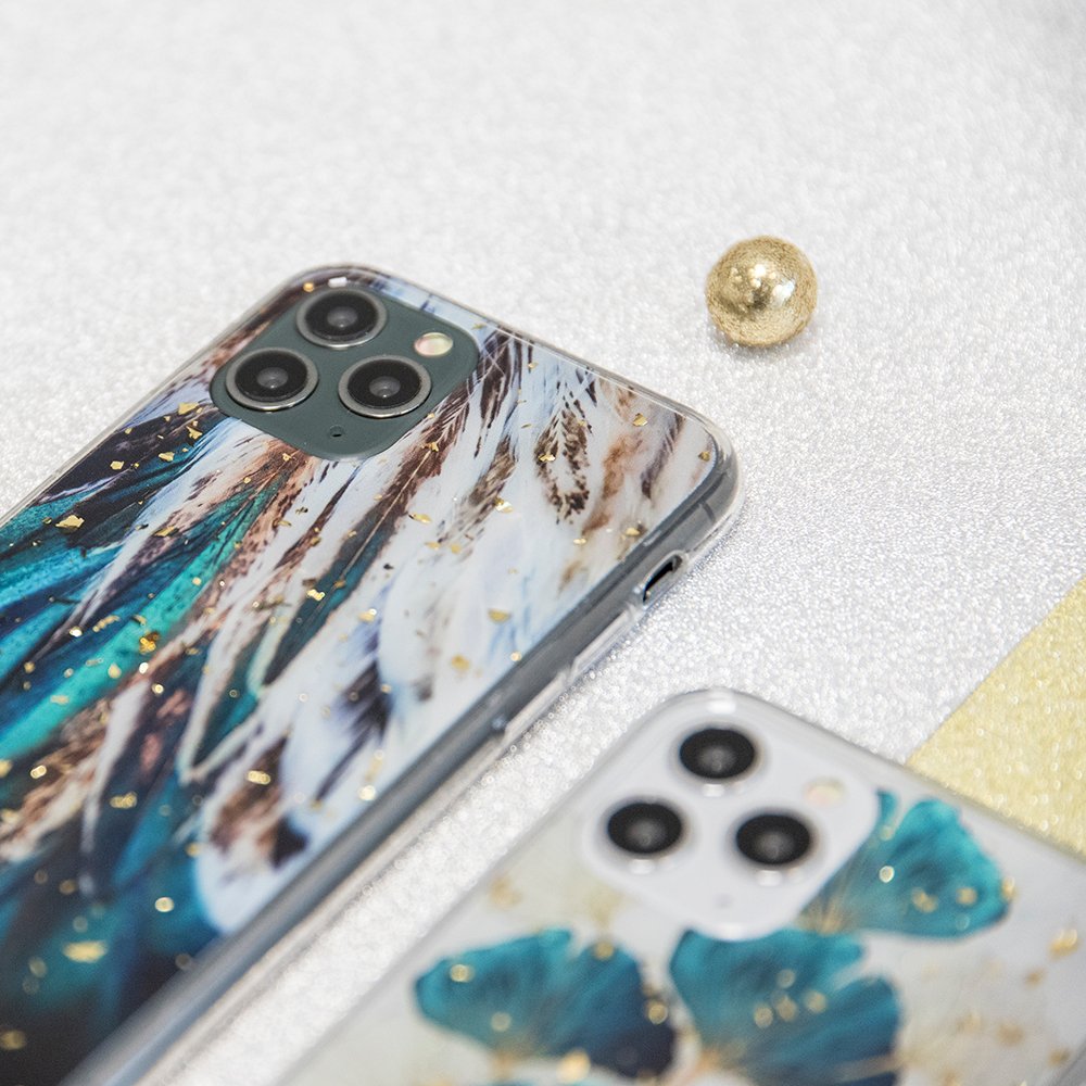 Zeltaini spīdīgs Xiaomi Redmi 13C 4G / 13C 5G / Poco C65 maciņš ar spalvām
