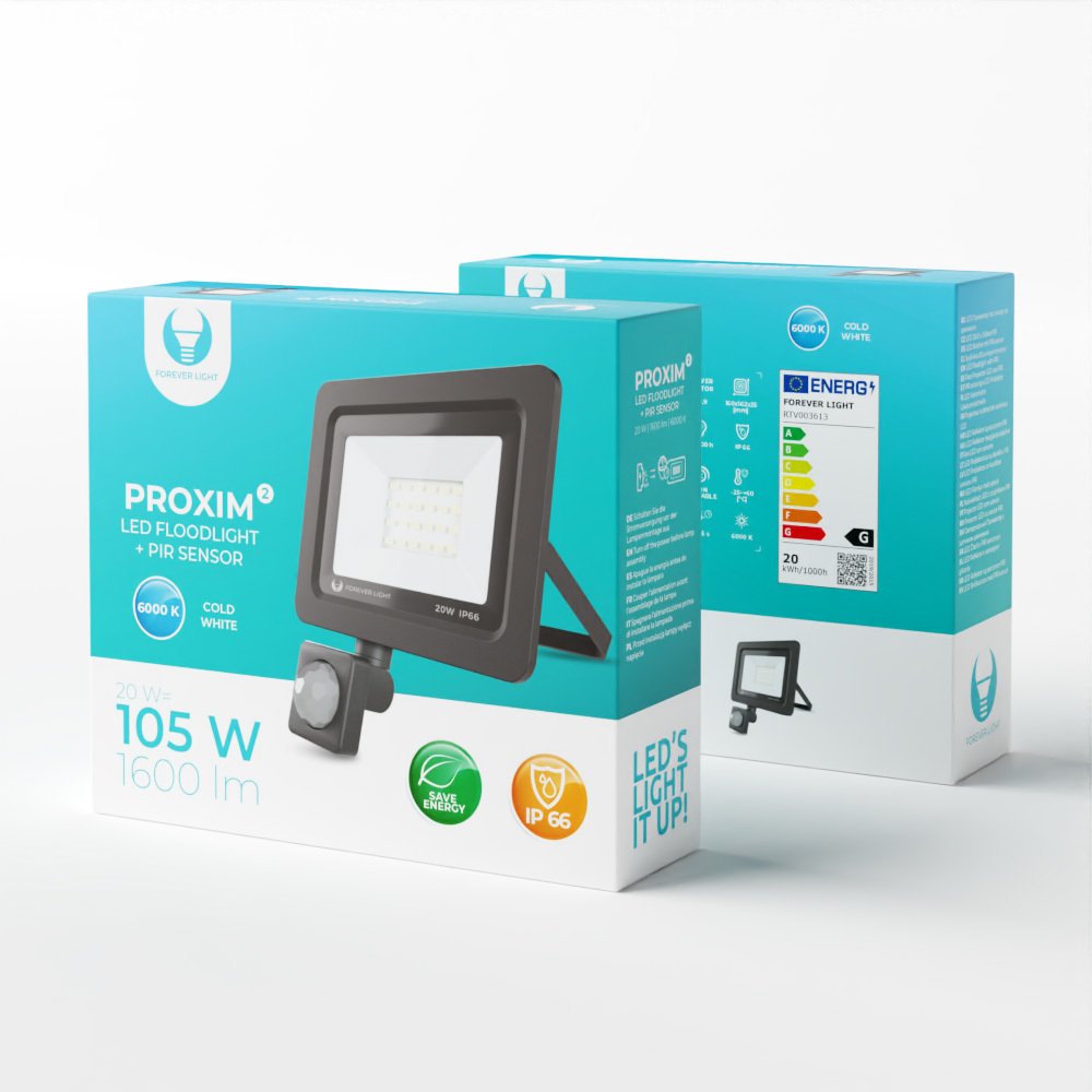 LED prožektors Proxim II 20W | 6000K | PIR IP66 Forever Light