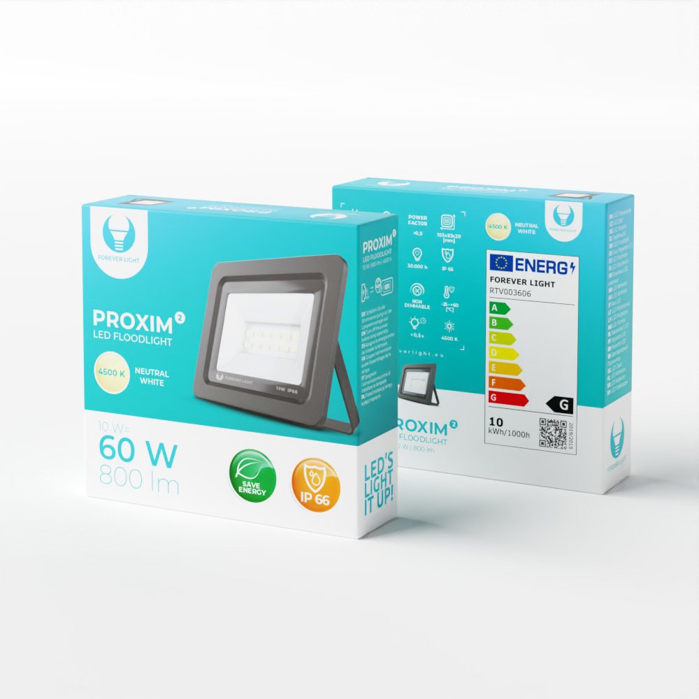 Forever Light gaisma Floodlight LED Proxim II 10W | 4500K | IP66 Forever