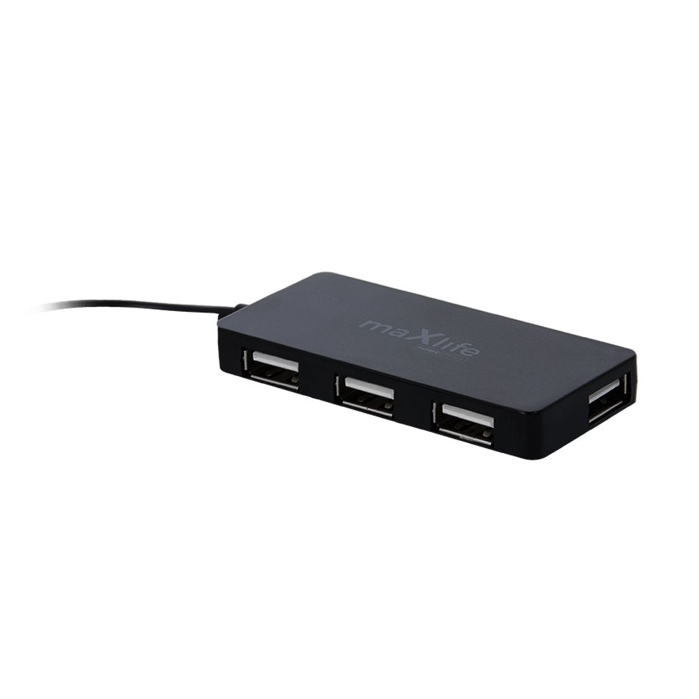 Maxlife mājas biroja USB 2.0 centrmezgls USB - 4x USB 0,15 m melns + kabelis 1,5 m