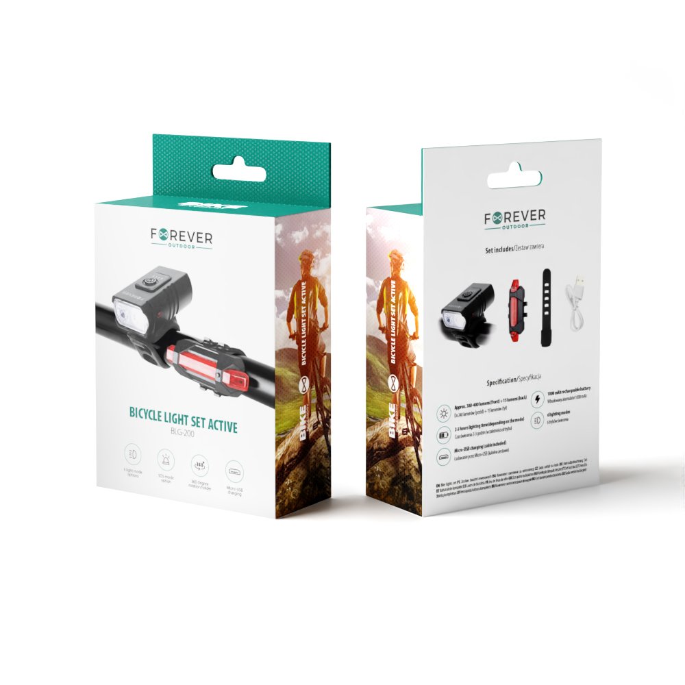 Forever Outdoor velosipēda gaismu komplekts Active BLG-200