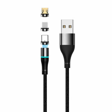 Setty USB magnētisks kabelis 1m 2A neilona melns