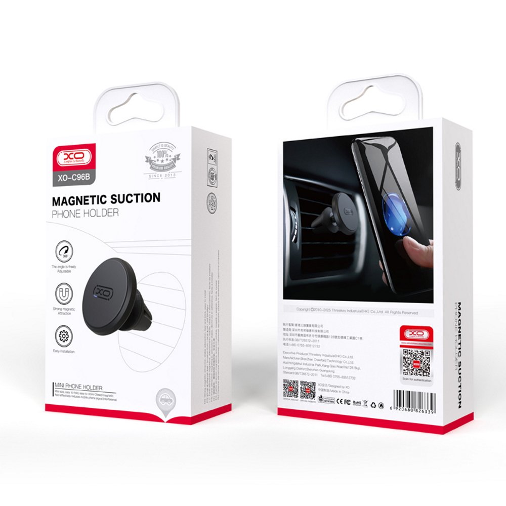 XO auto turētājs C96B ar magnētu melns ventilācijas restē