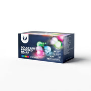 Saules enerģijas LED gaismas virtene ar matētām bumbiņām SFB62, 6,5 m, 30 bumbiņas, daudzkrāsaina, „Forever Light“