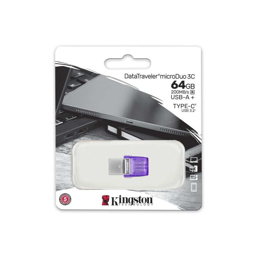 Kingston 64GB USB 3.0 / USB 3.1 DT microDuo 3C + USB-C zibatmiņa