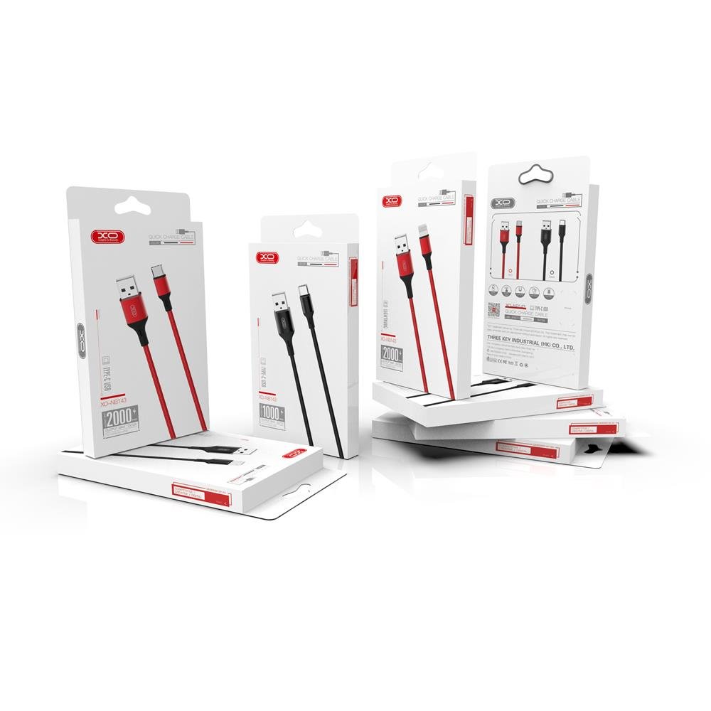 XO kabelis NB143 USB - USB-C 1,0 m 2,4A, melns