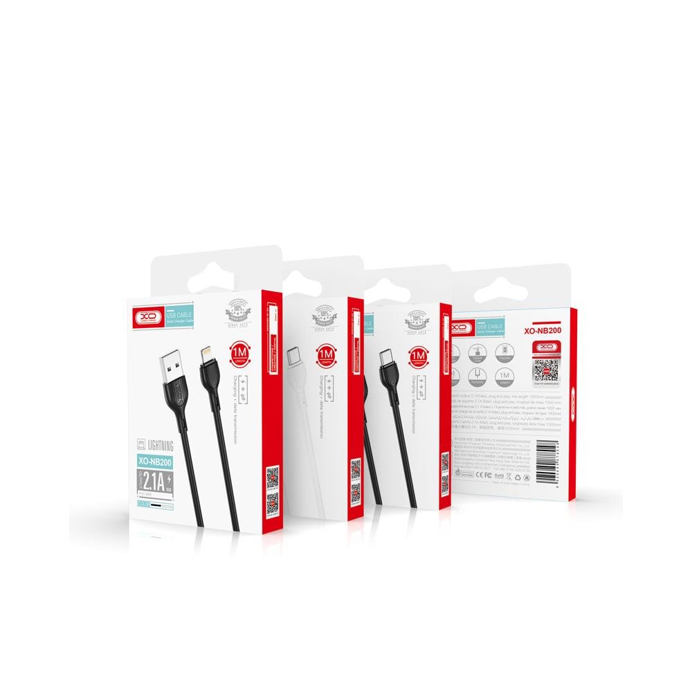 XO kabelis NB200 USB - USB-C 1,0m 2.1A, melns