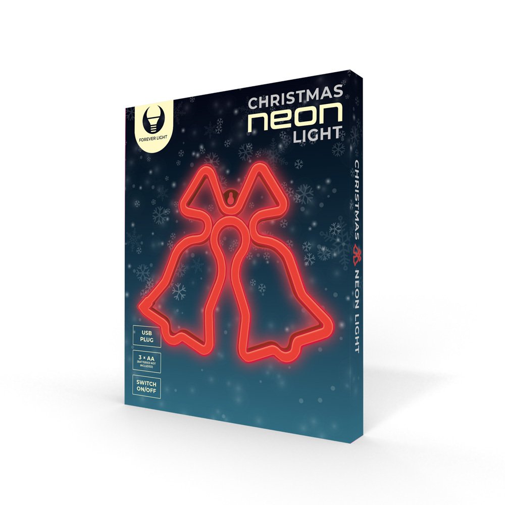 Forever Light gaisma Neon LED Christmas Bells sarkans FLNE17 Forever