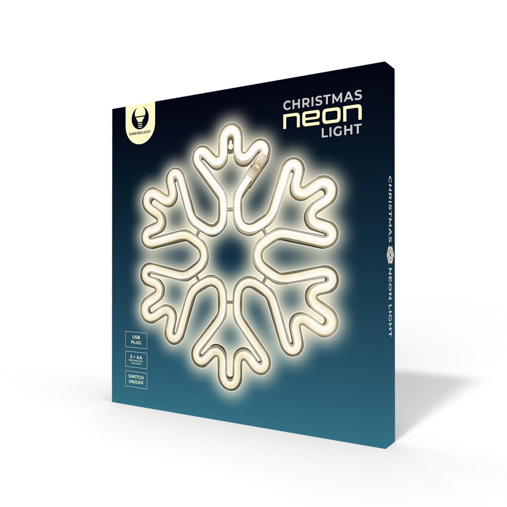 Forever Light gaisma Neon LED Christmas Snowflake balts FLNE20 Forever