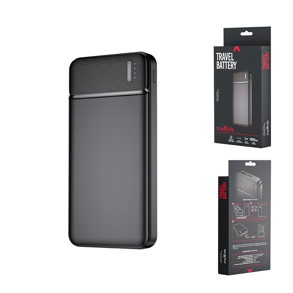 Maxlife ārējā baterija MXPB-01 10000 mAh, melna