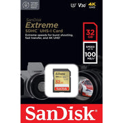 SanDisk atmiņas karte Extreme Sdhc 32GB 100/60MB/s C10 V30 Uhs-i U3