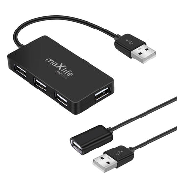 Maxlife mājas biroja USB 2.0 centrmezgls USB - 4x USB 0,15 m melns + kabelis 1,5 m