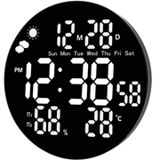 Gaosiio DS-3853L LED sienas pulkstenis ar datumu, temperatūru, modinātāju un tālvadības pulti 25cm