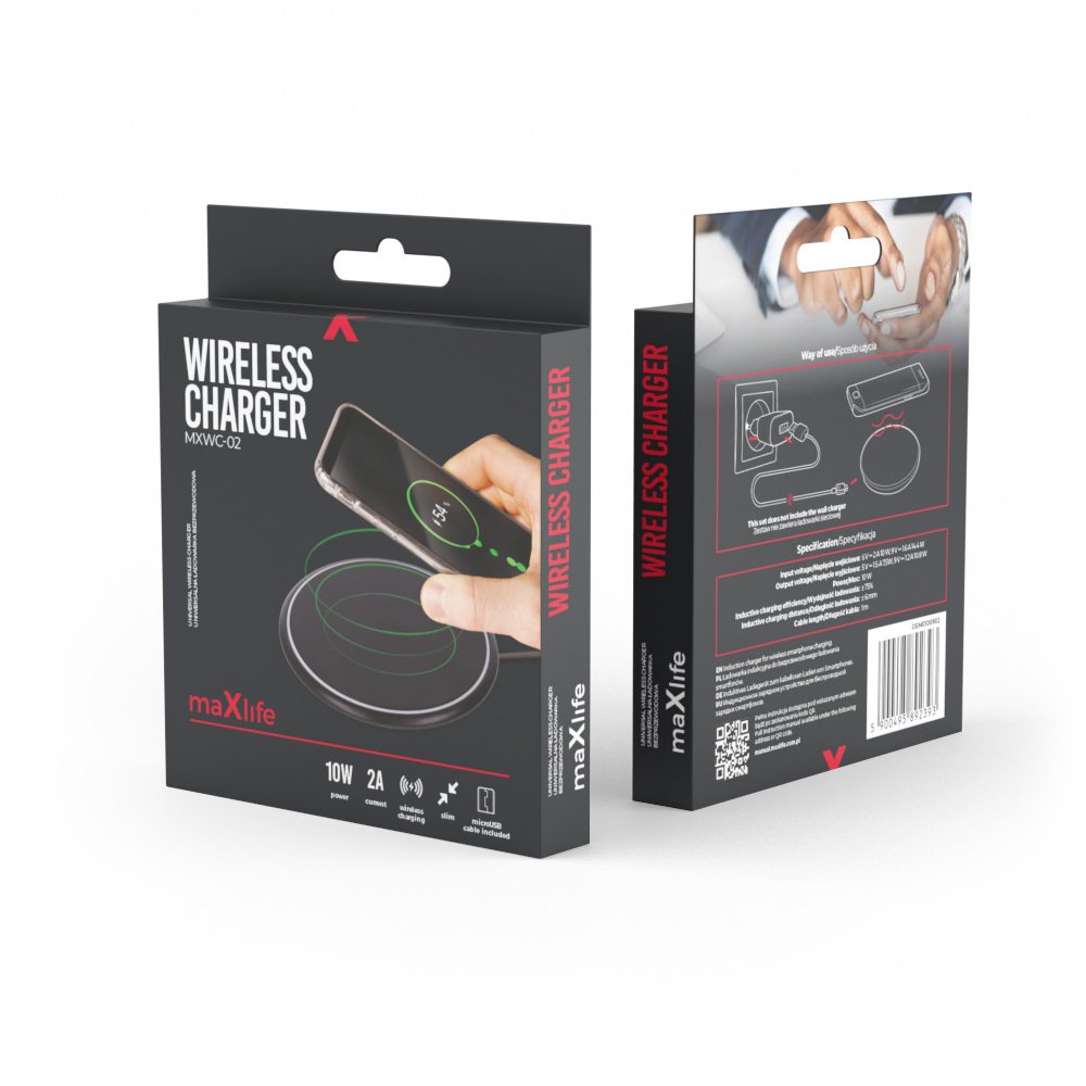 Maxlife bezvadu lādētājs MXWC-02 10W, melns