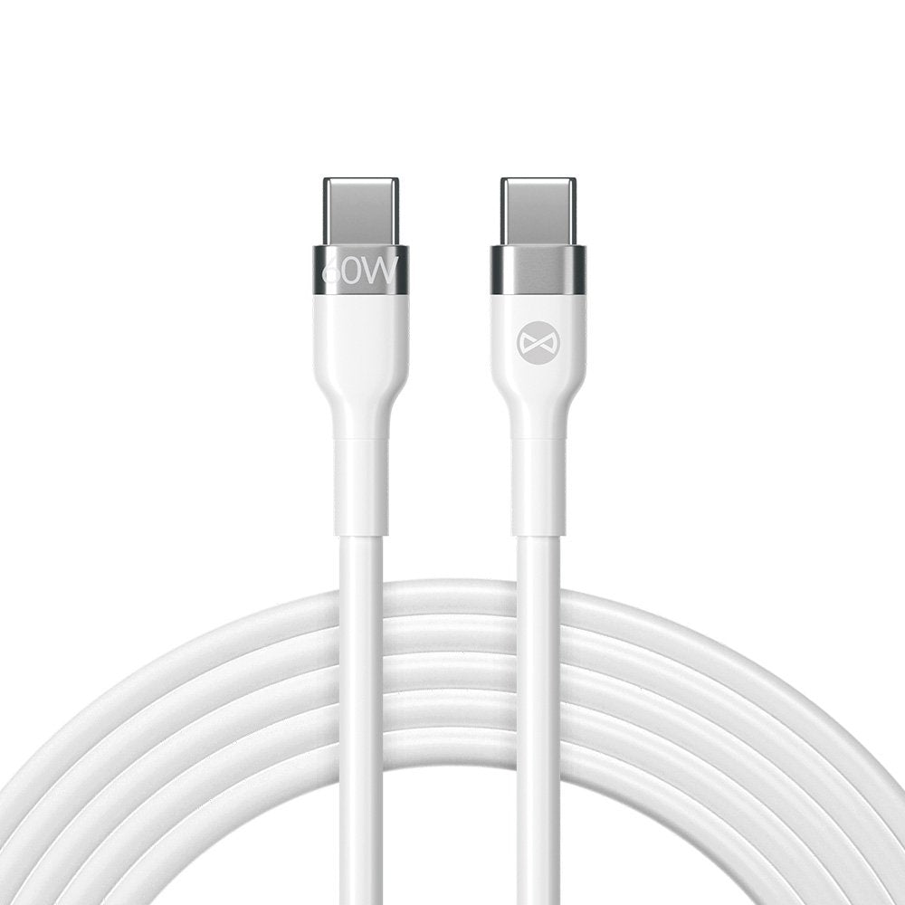Forever kabelis Flexible USB-C - USB-C 2,0 m 60W, balts