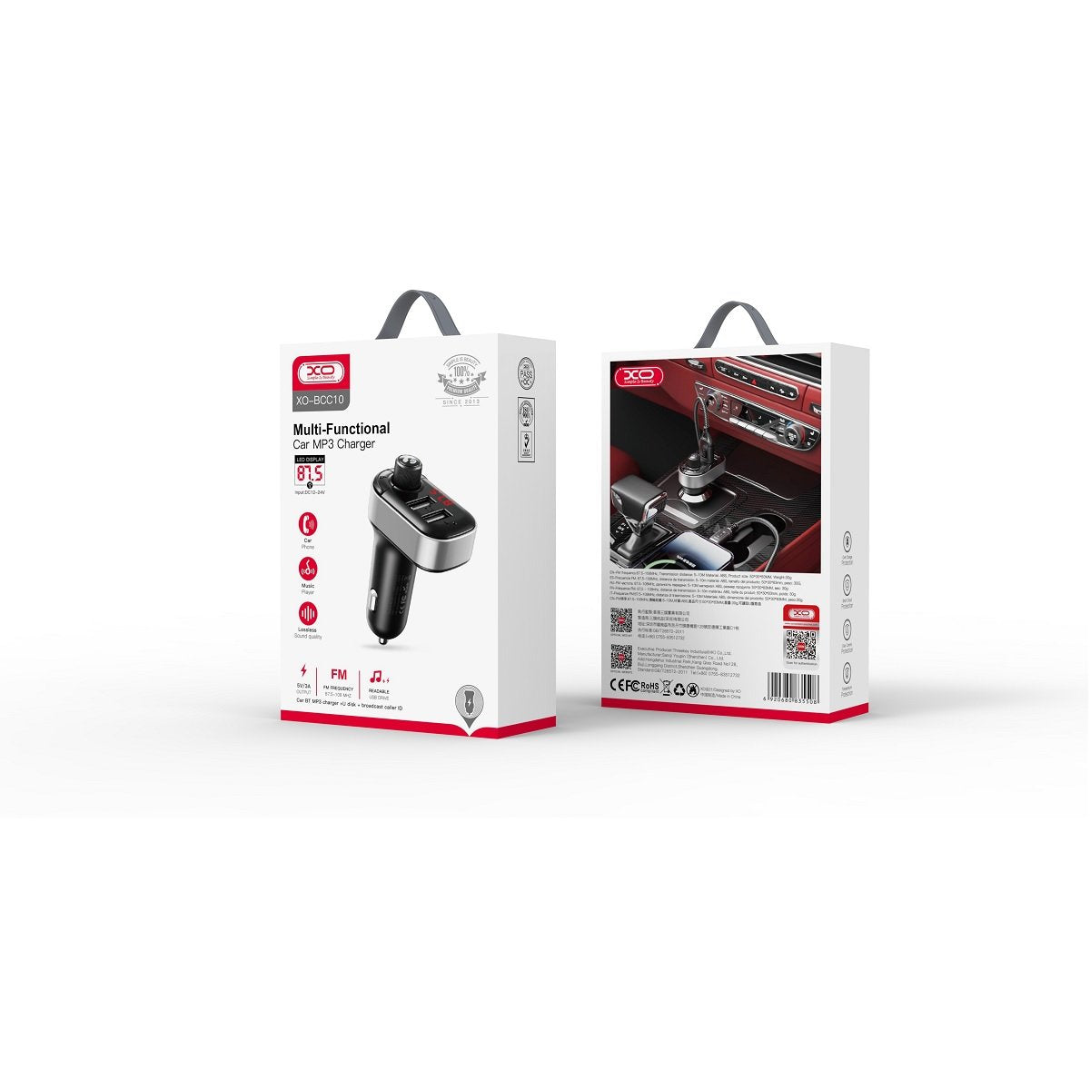 XO Bluetooth auto lādētājs FM raidītājs BCC10 MP3 3,1A, melns