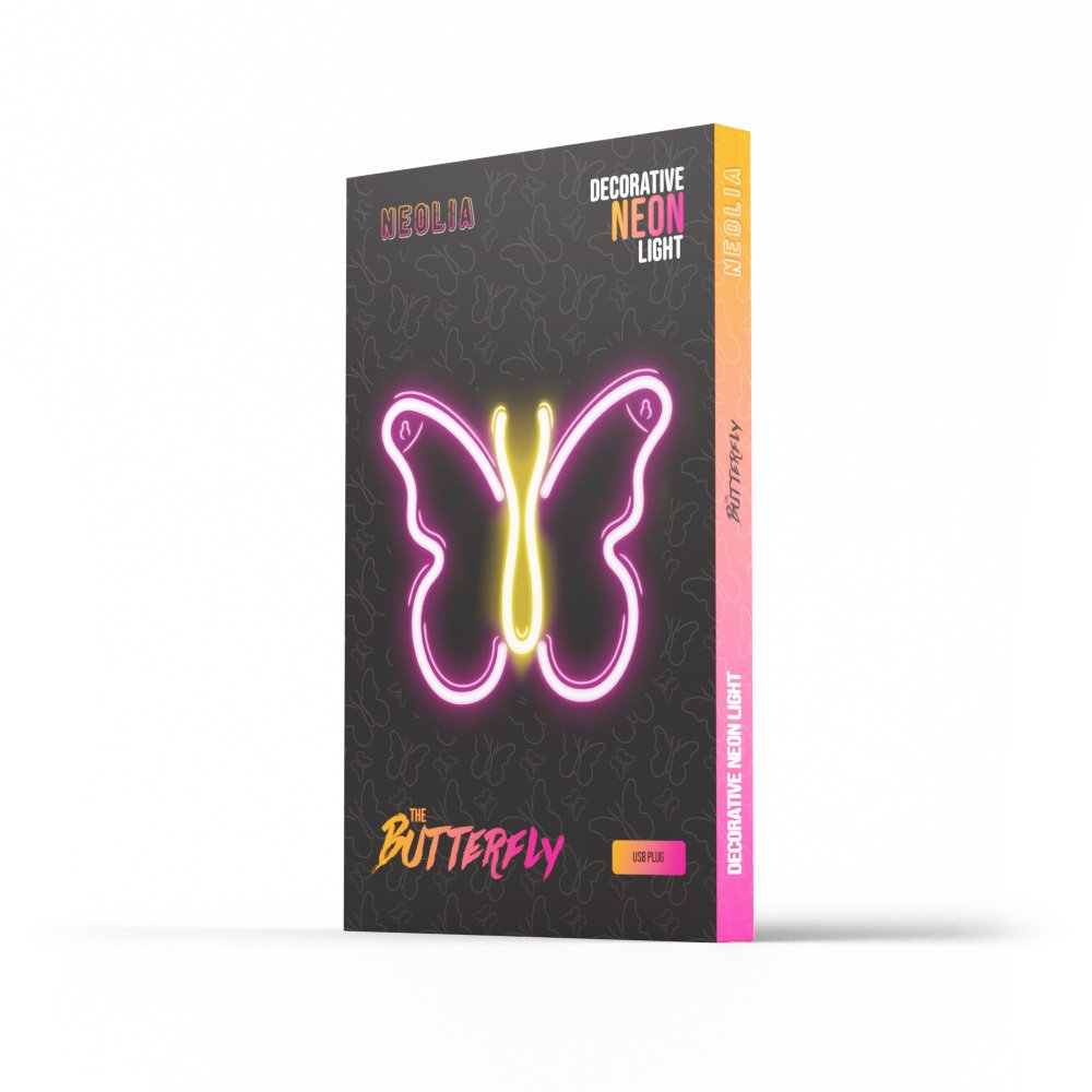Neolia gaisma Neon LED Butterfly rozā NNE03