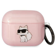 Karl Lagerfeld AirPods 3 apvalks KLA3HNCHTCP rozā krāsā Ikonik Choupette