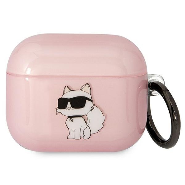 Karl Lagerfeld AirPods 3 apvalks KLA3HNCHTCP rozā krāsā Ikonik Choupette
