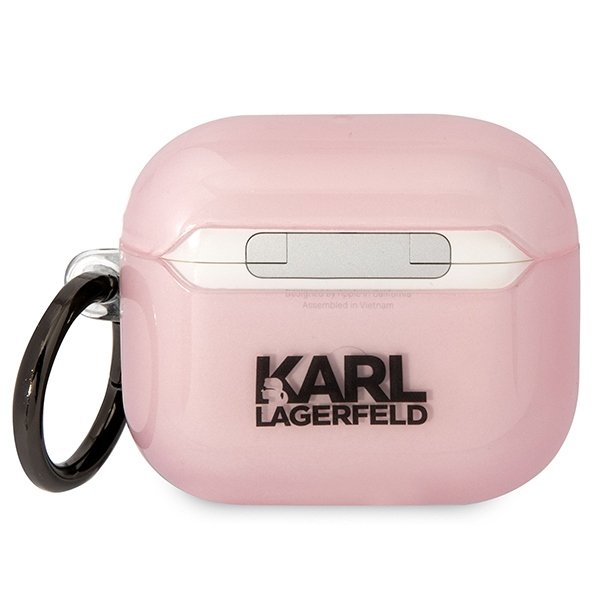 Karl Lagerfeld AirPods 3 apvalks KLA3HNCHTCP rozā krāsā Ikonik Choupette