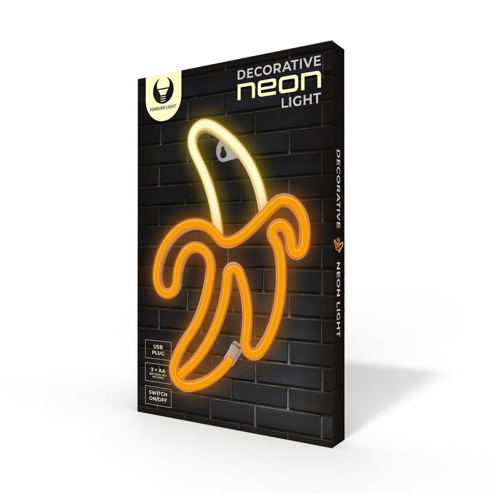 Neona LED BANANA balts, dzeltens Baterijas + USB FLNE10 Forever Light