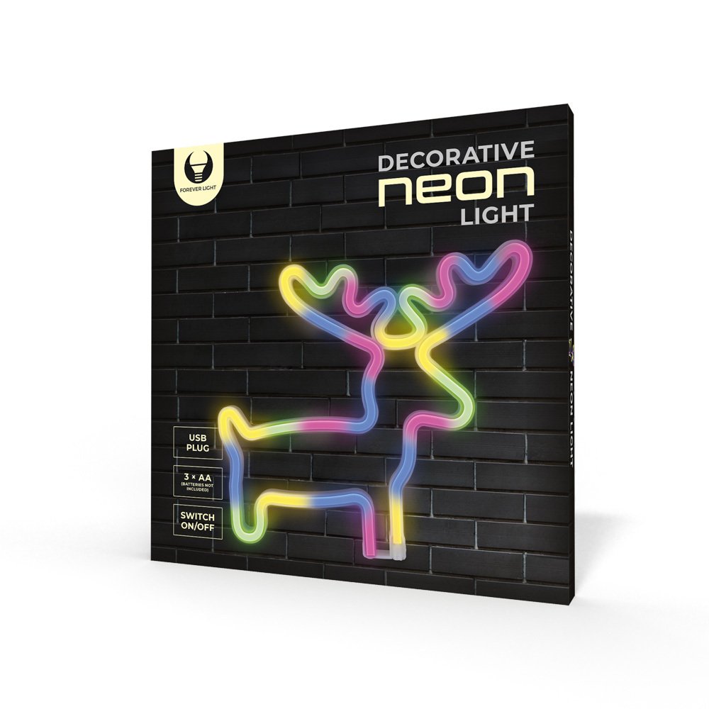 Neona LED ELK daudzkrāsains Baterijas + USB FLNE12 Forever Light
