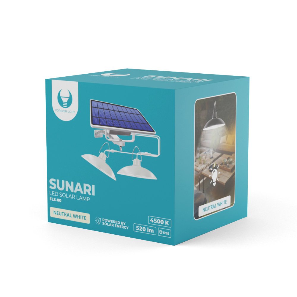 Forever Light ar saules uzlādi LED dubulta lampa SUNARI FLS-80 6W 520lm 4500K 5500mAh Li-Ion
