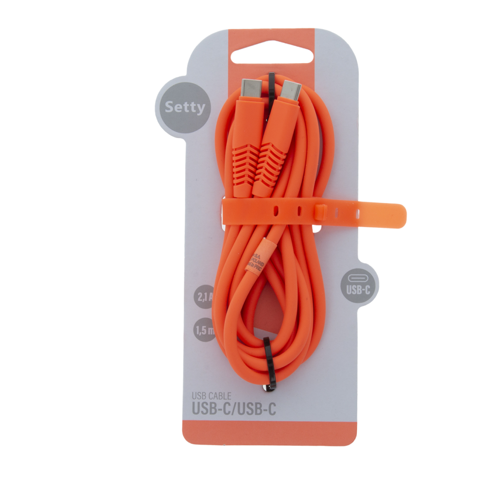 Setty kabelis USB-C - USB-C 1,5 m 2,1A KSC-C-1.5210, oranžs