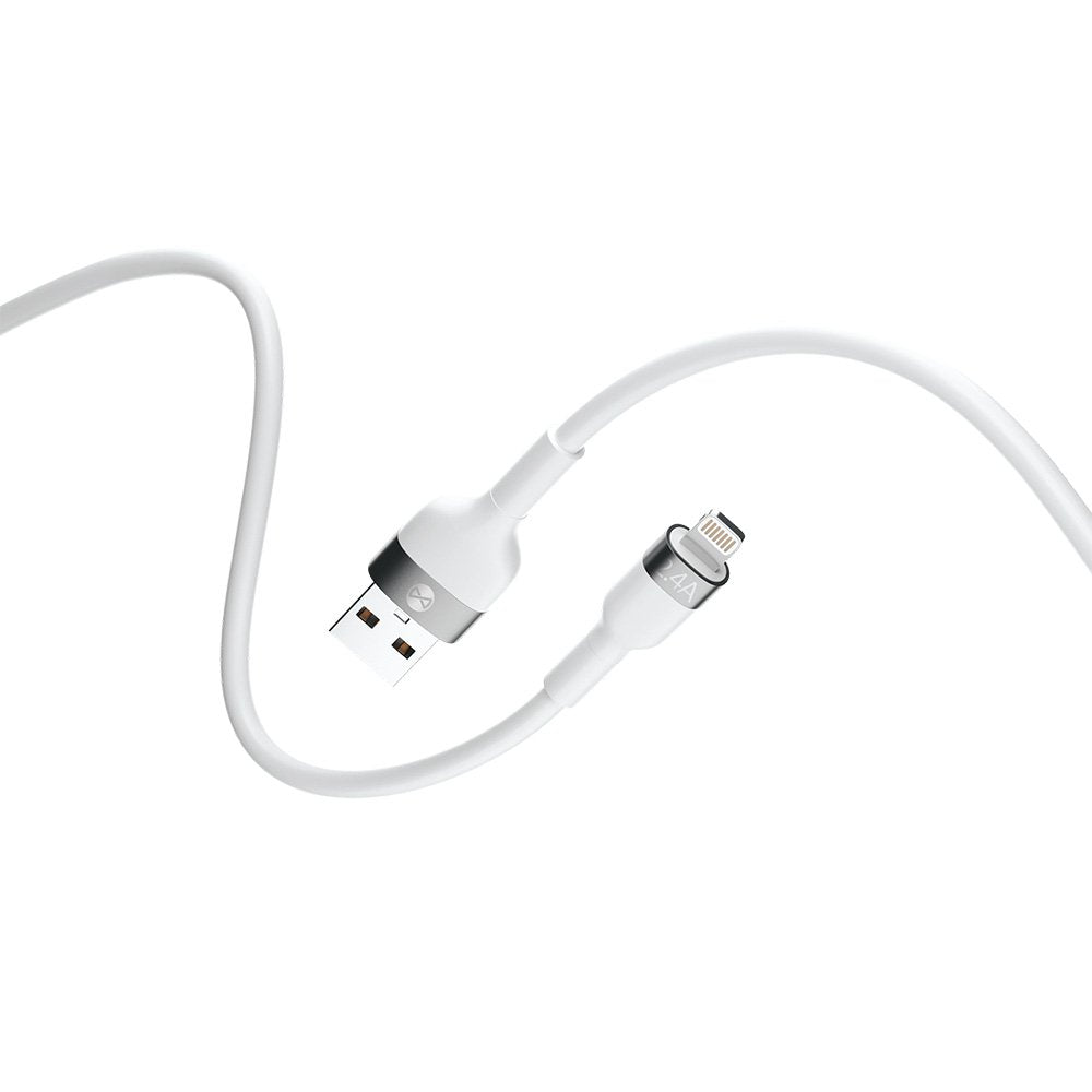 Kabelis Forever Flexible USB - Lightning 1,0 m 2.4A, balts