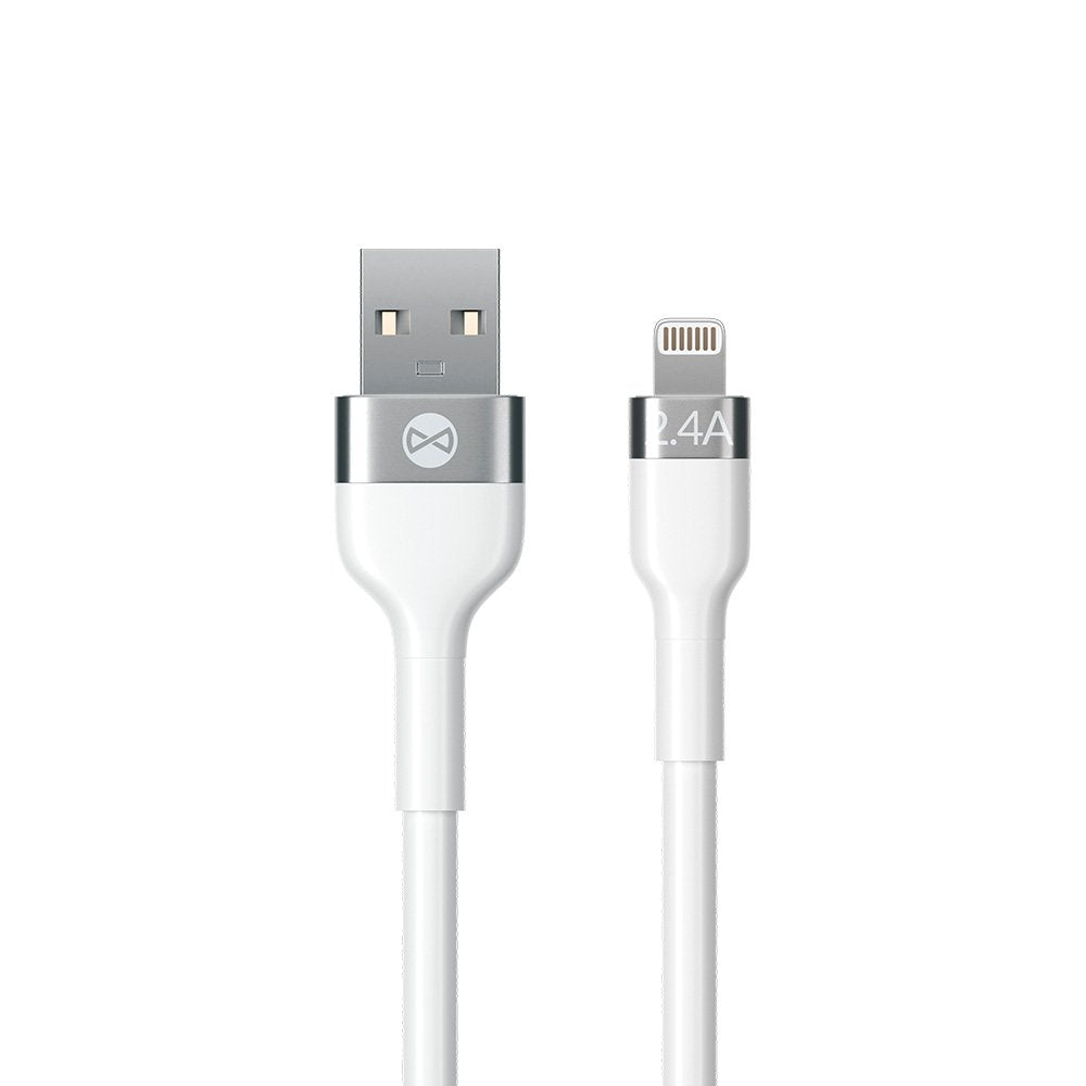 Kabelis Forever Flexible USB - Lightning 1,0 m 2.4A, balts