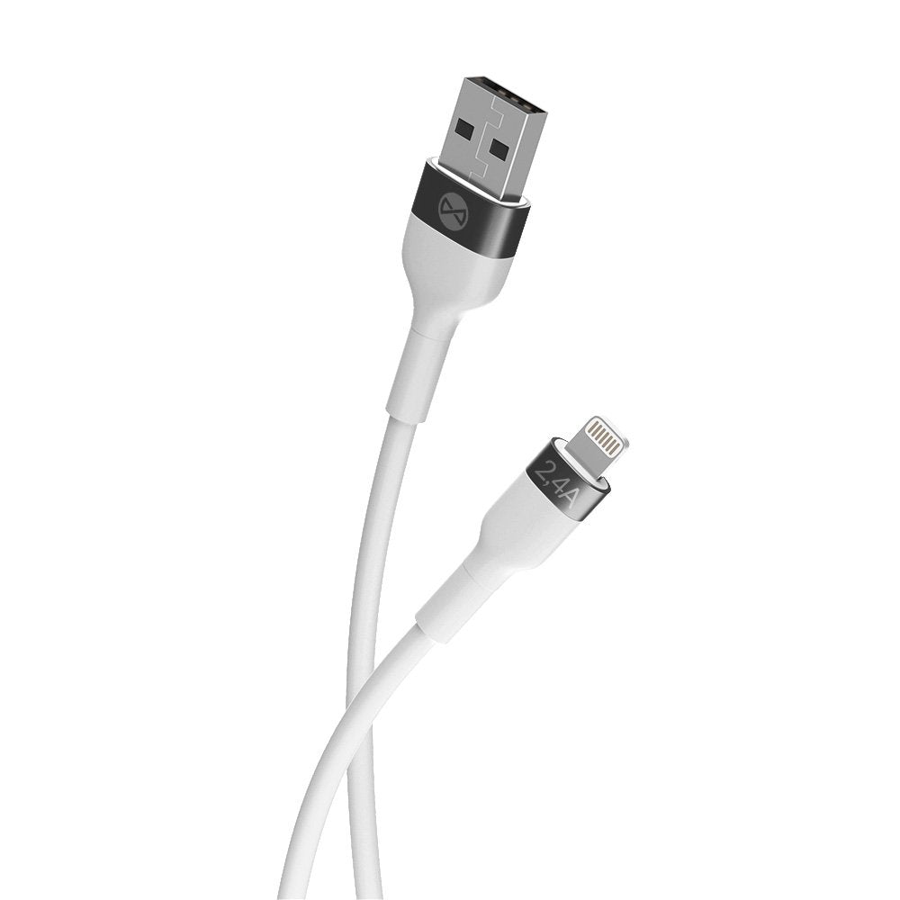 Kabelis Forever Flexible USB - Lightning 1,0 m 2.4A, balts