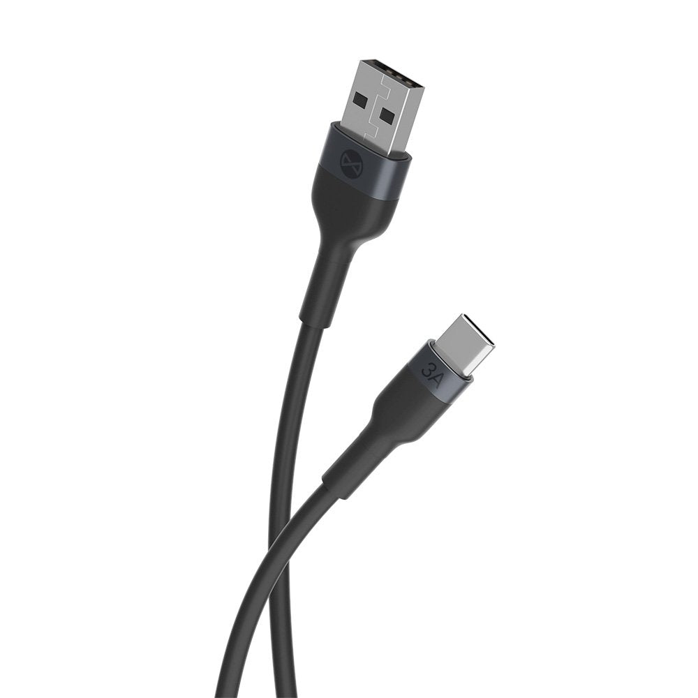 Forever kabelis Flexible USB - USB-C 1,0 m 3A, melns