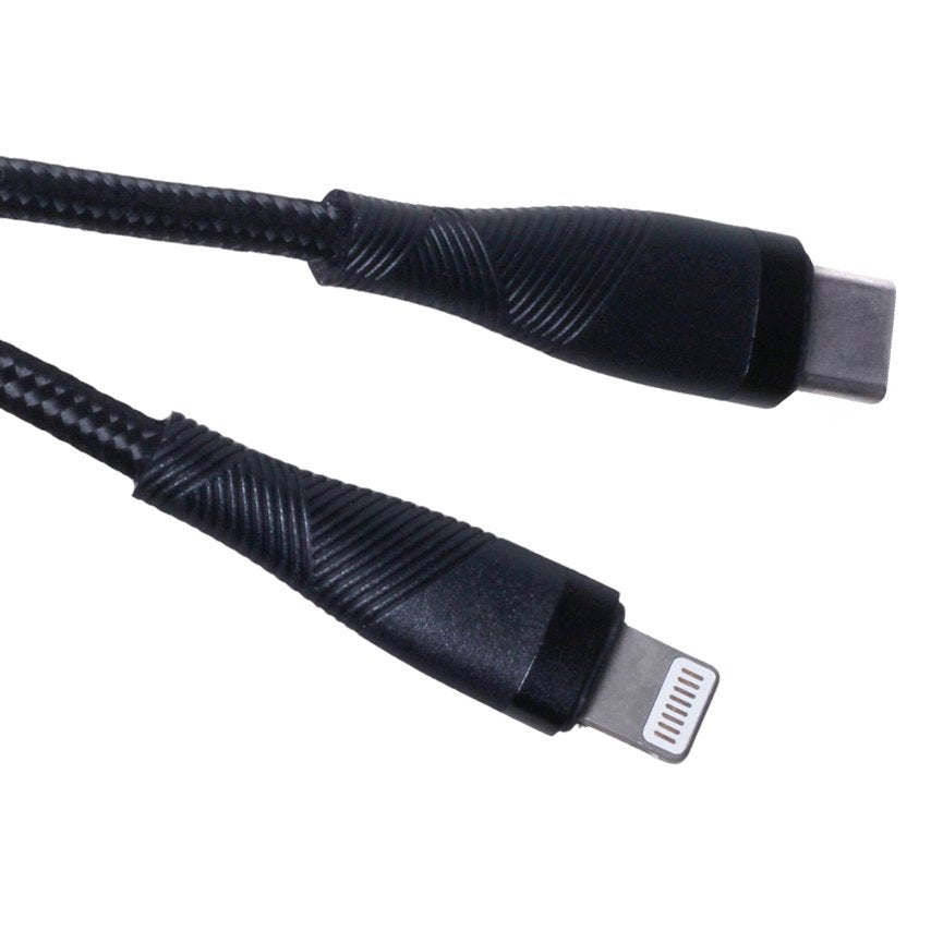 Maxlife MXUC-08 kabelis USB-C - Lightning 1,0 m 27W melns neilons