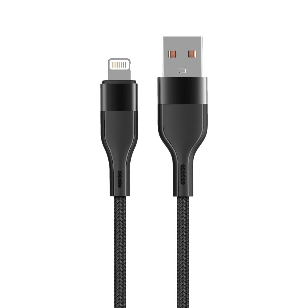 Maxlife MXUC-07 kabelis USB - Lightning 1,0 m 2,4A melns neilons