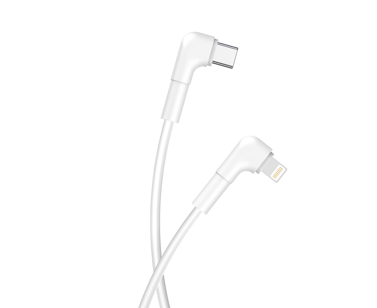 Maxlife kabelis MXUC-09 leņķa USB-C - Lightning 1,0 m 27W, balts