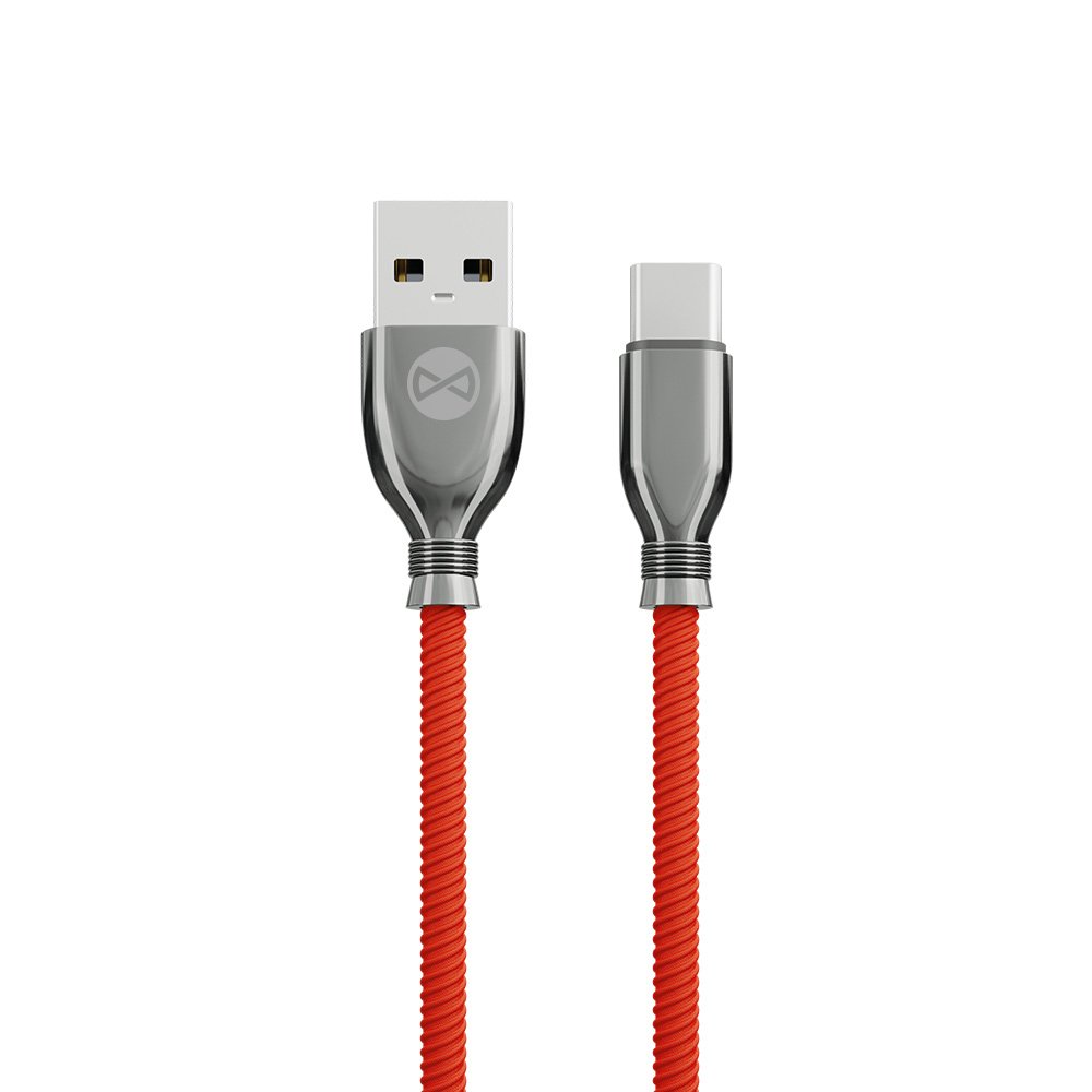 Forever kabelis Tornado USB - USB-C 1,0 m 3A, sarkans