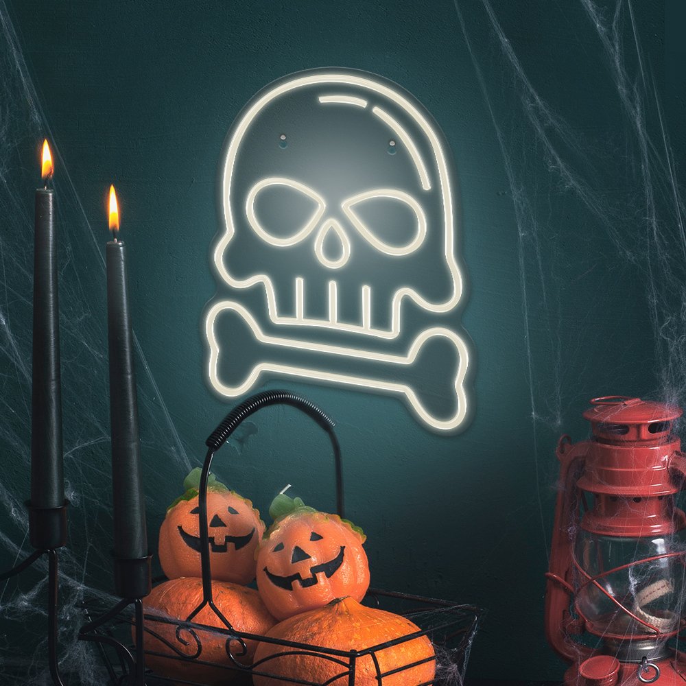 Neona LED SKULL ar BONE balts FPNE18 Forever Light