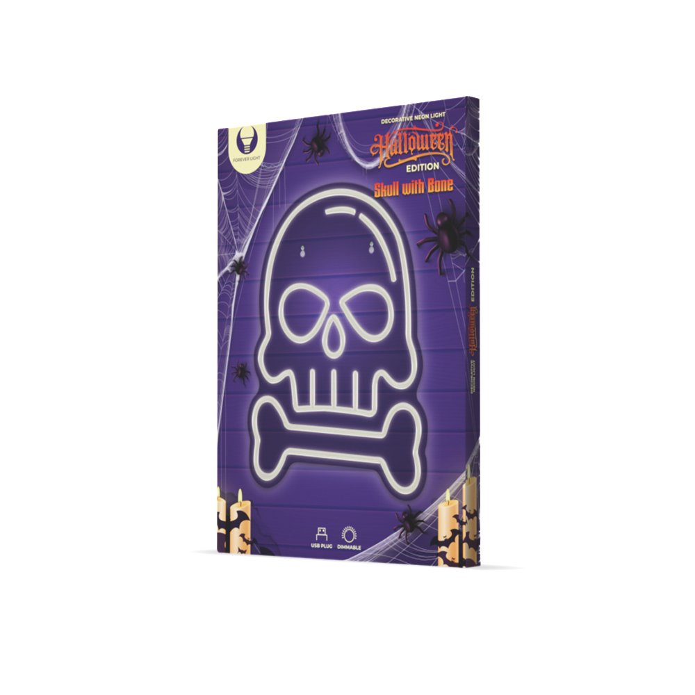 Neona LED SKULL ar BONE balts FPNE18 Forever Light