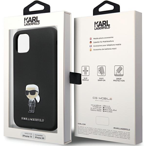 Karl Lagerfeld vāciņš iPhone 11, melns (KLHCN61SMHKNPK)