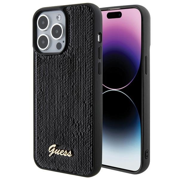 Guess vāciņš iPhone 15 Pro Max 6,7", melns (GUHCP15XPSFDGSK)