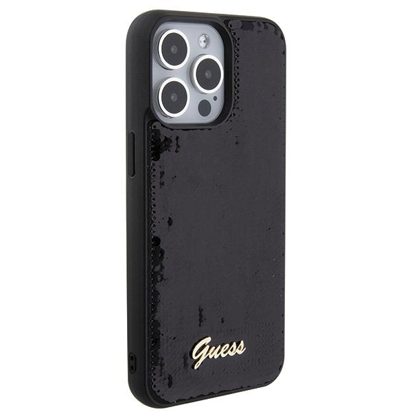 Guess vāciņš iPhone 15 Pro Max 6,7", melns (GUHCP15XPSFDGSK)