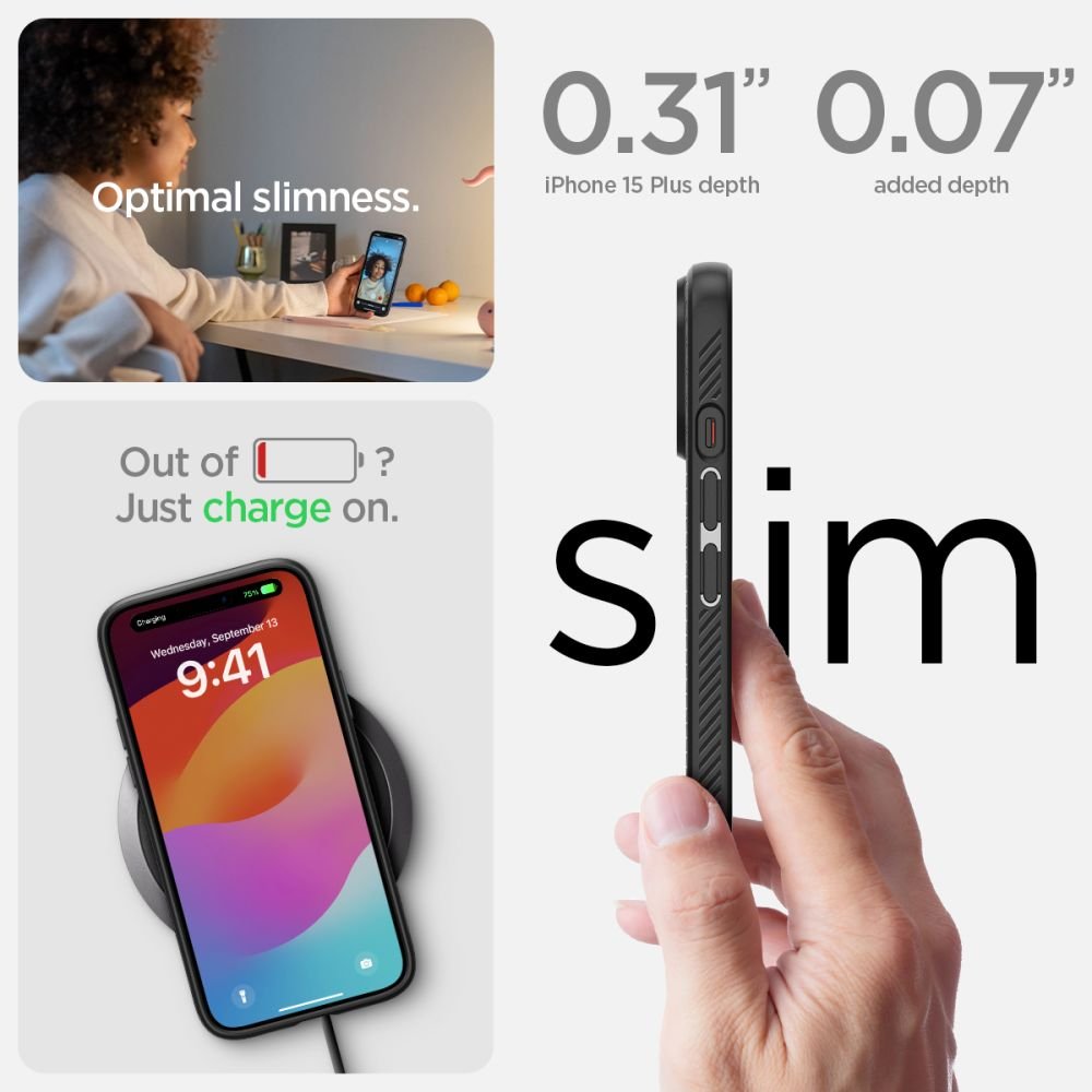 Spigen Liquid Air vāciņš iPhone 15 Plus 6,7", matēts melns